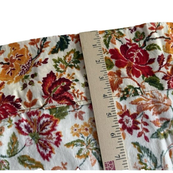 2 Fall Floral Curtain Panels 40x55 Handmade Joann Cotton Fabric LA32626 Orange - Picture 7 of 8